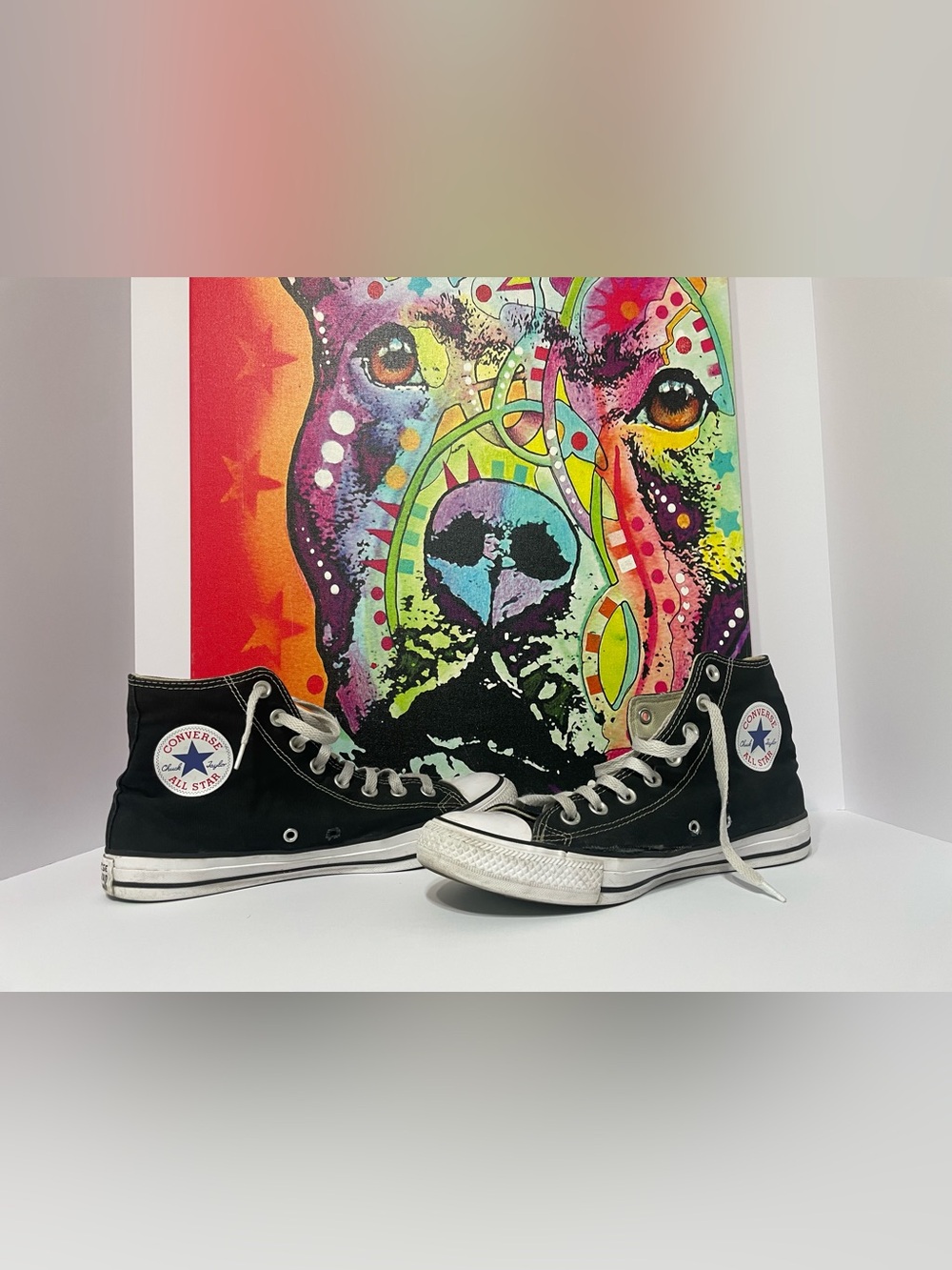 Converse Black High Top Sneakers with White Laces Women’s Size 10